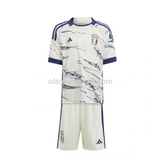 Camisola Itália Criança Equipamento Segundo 2023 Manga Curta